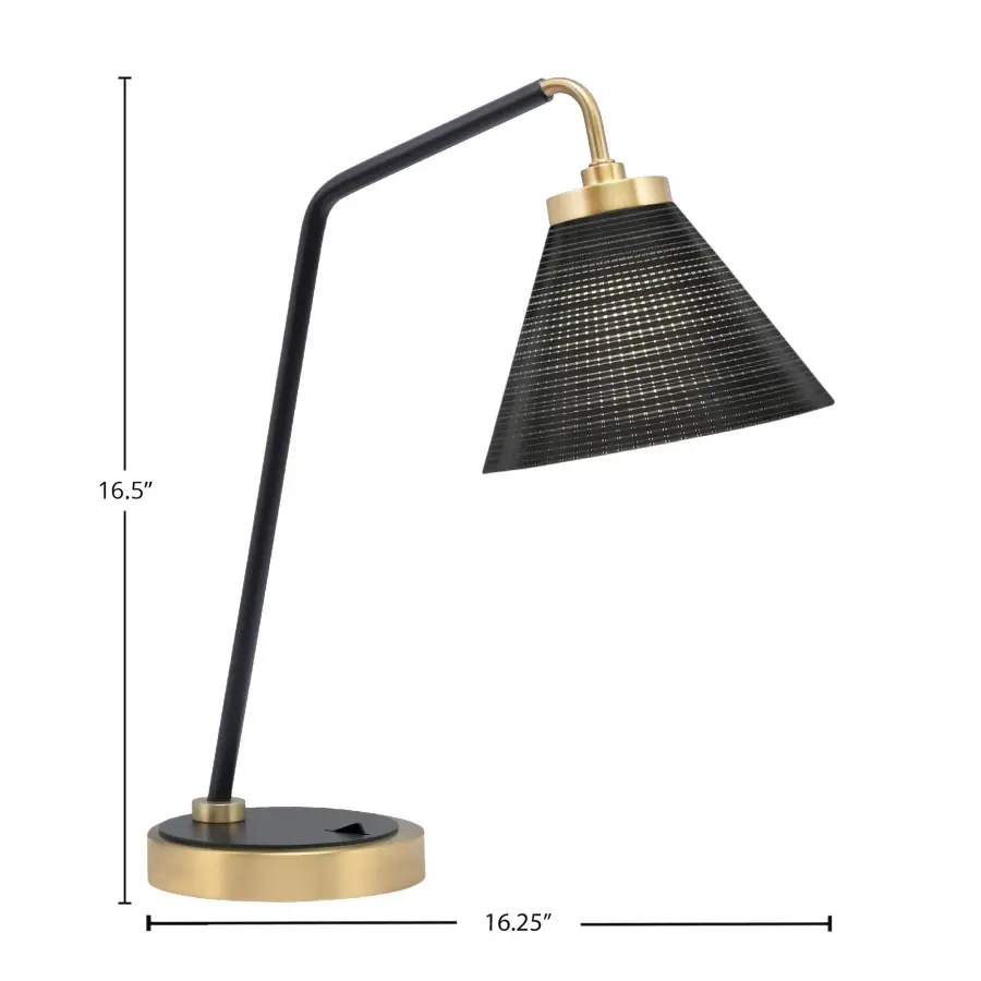 Modern Task Lamp with Striking Black Matrix Glass and Dual-Tone Finish - Image 2