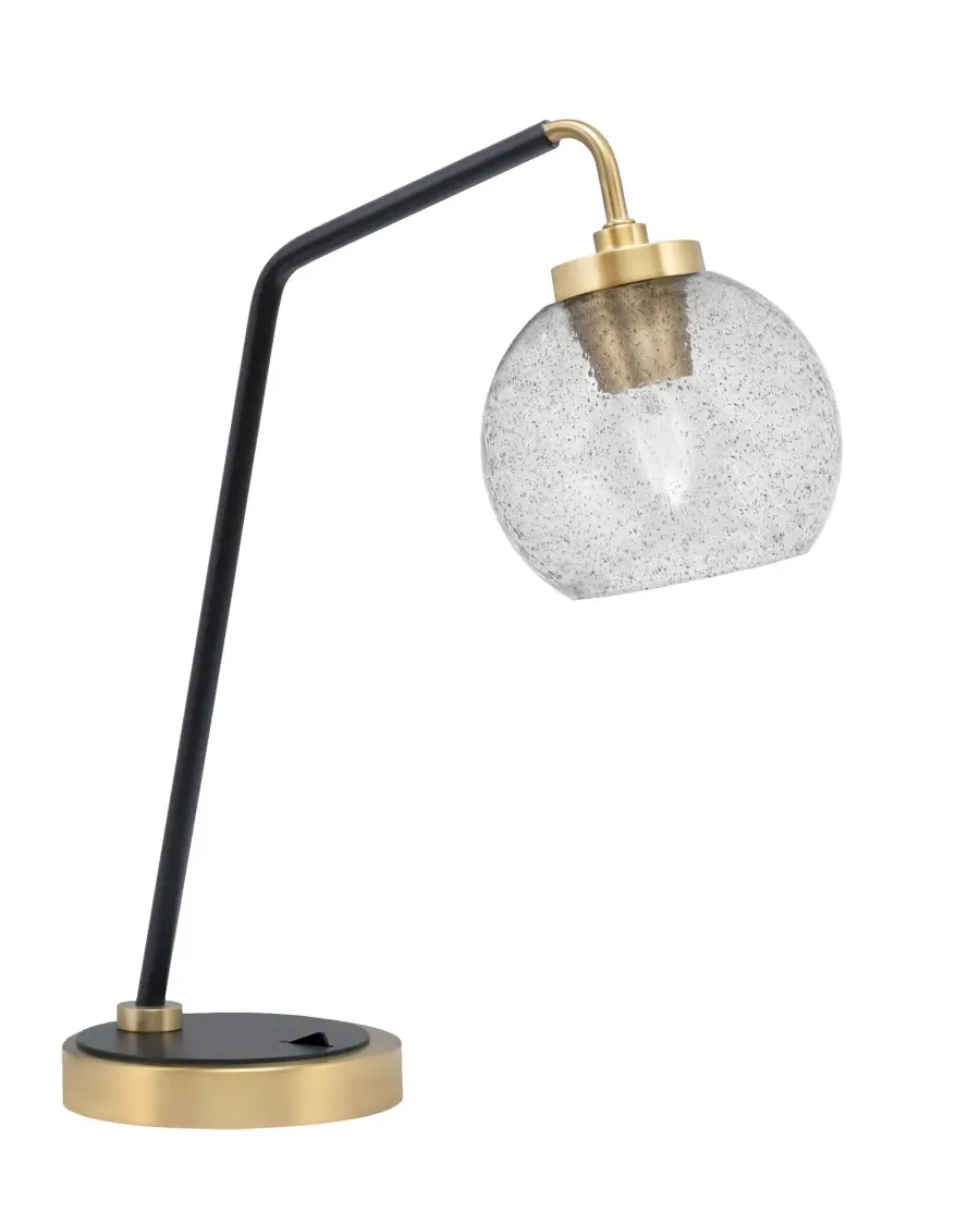 Modern Industrial Desk Lamp with Distinctive Smoke Bubble Glass Shade - Image 1