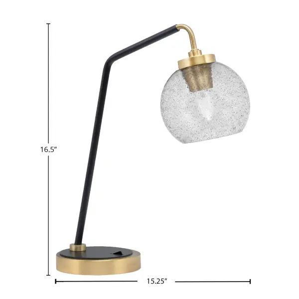 Modern Industrial Desk Lamp with Distinctive Smoke Bubble Glass Shade - Image 2