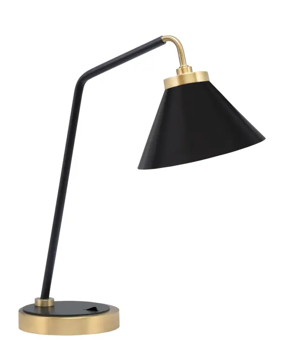 Stylish Task Lighting with Contemporary Matte Black & Brass Design - Image 1
