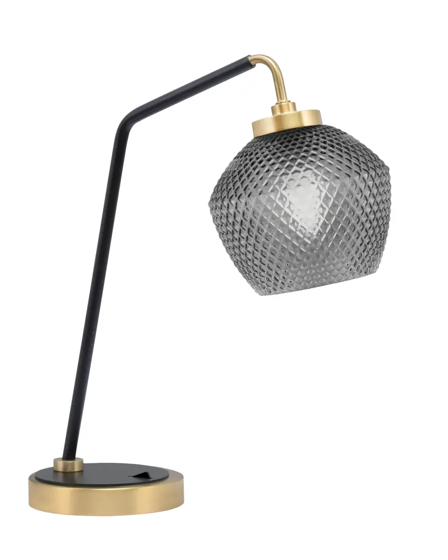 Modern Industrial Desk Lamp with Elegant Smoke Glass Shade - Image 1