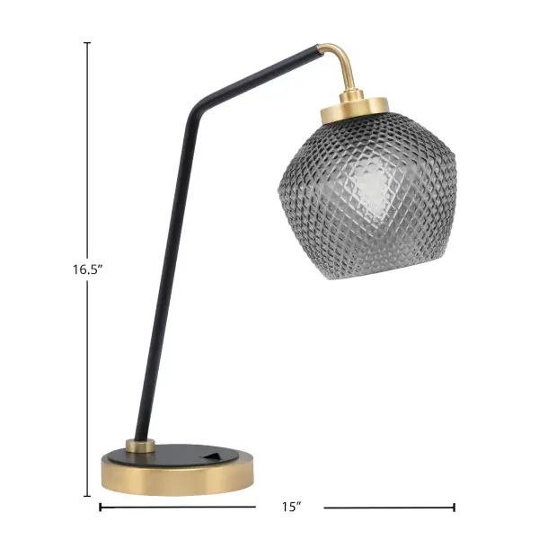 Modern Industrial Desk Lamp with Elegant Smoke Glass Shade - Image 2