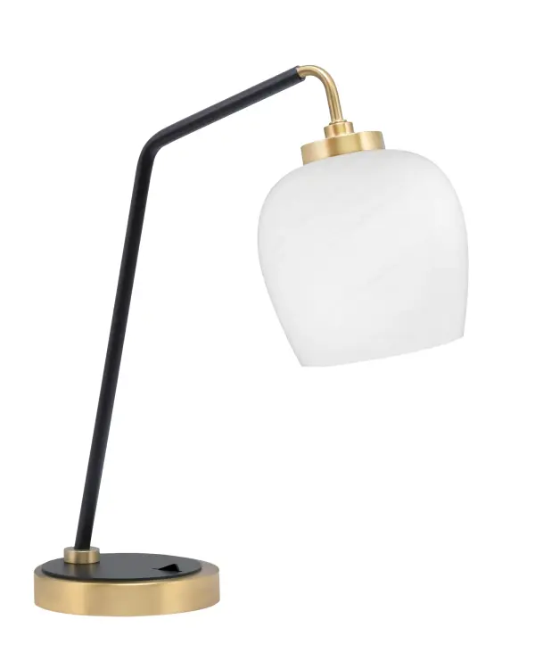 Elegant Two-Tone Desk Lamp with Sophisticated Marble Glass Shade - Image 1