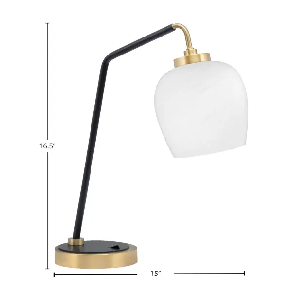 Elegant Two-Tone Desk Lamp with Sophisticated Marble Glass Shade - Image 2