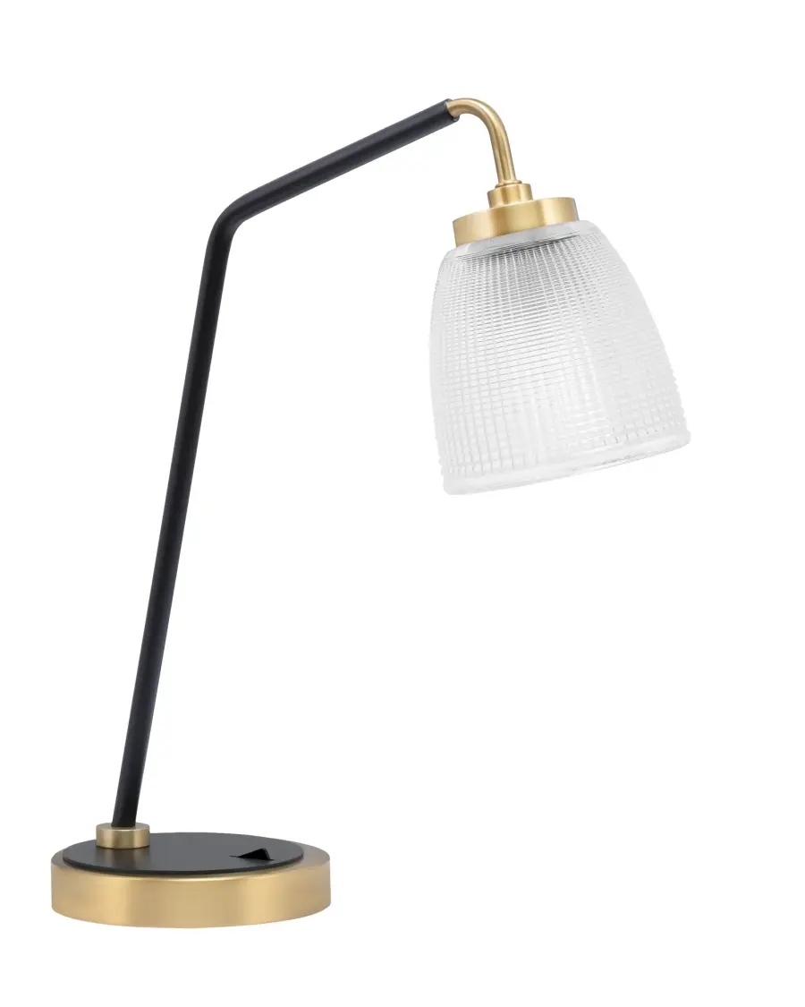 Stylish Industrial Desk Lamp with Elegant Ribbed Glass Shade - Image 1
