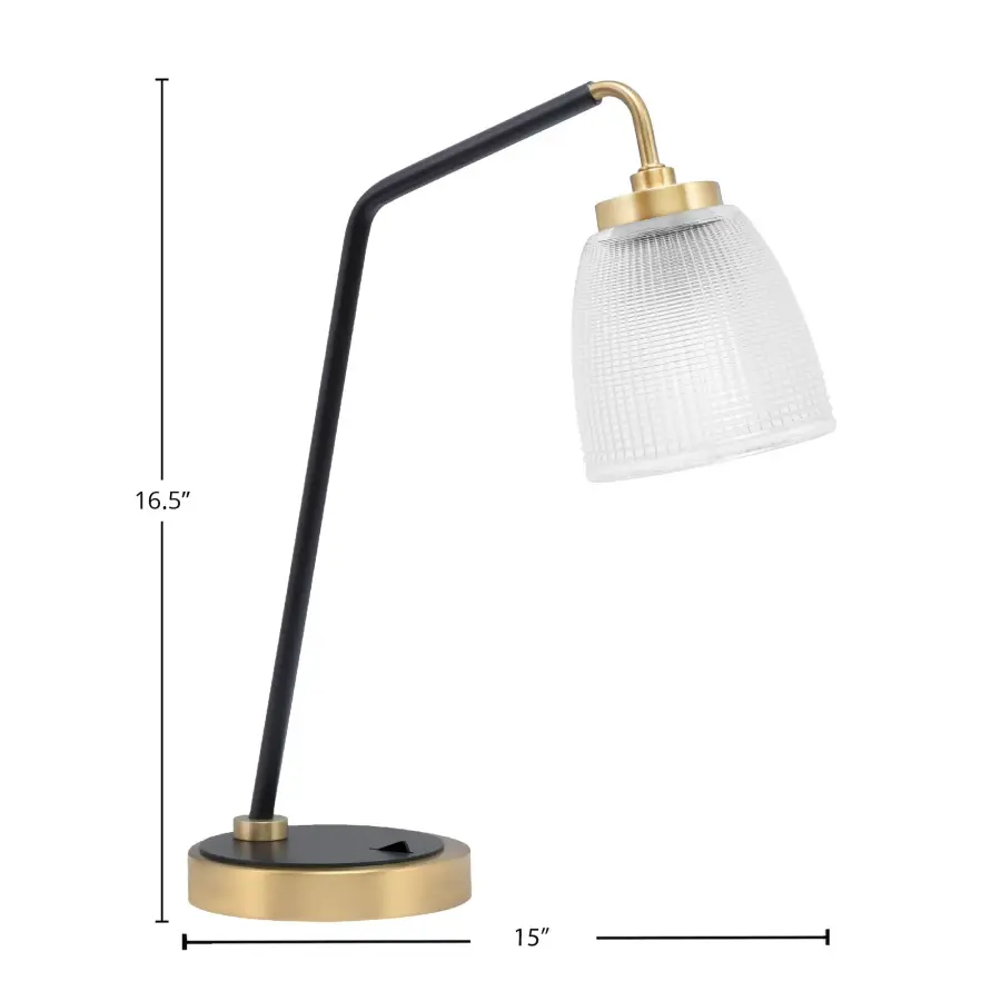 Stylish Industrial Desk Lamp with Elegant Ribbed Glass Shade - Image 2