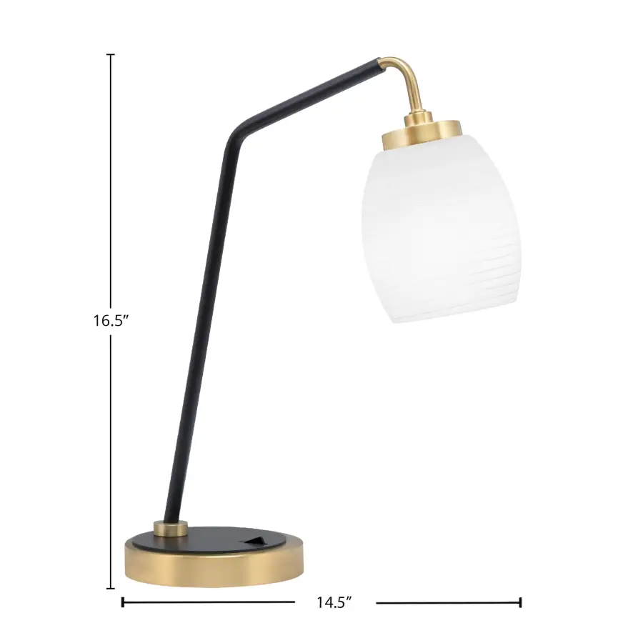 Toltec Lighting Desk Lamp with White Linen Glass - Image 2