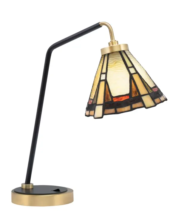 Elegant Two-Tone Desk Lamp with Stunning Art Glass Shade - Image 1