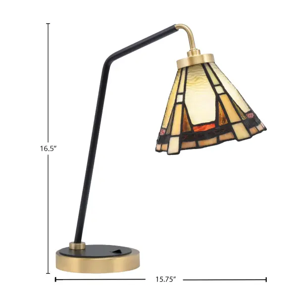 Elegant Two-Tone Desk Lamp with Stunning Art Glass Shade - Image 2