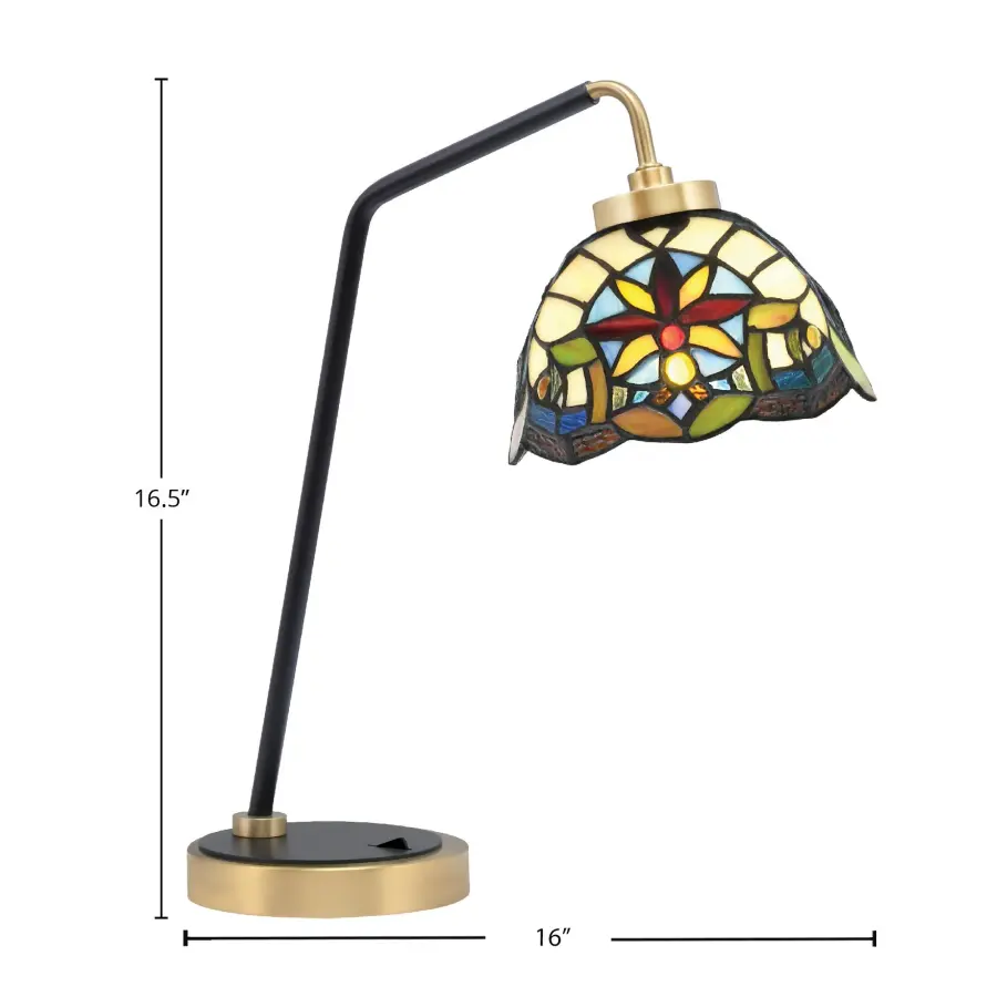 Toltec Lighting Desk Lamp with Earth Star Art Glass - Image 2