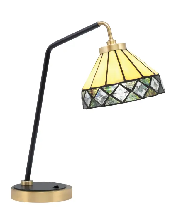 Elegant Art Glass Desk Lamp with Modern Two-Tone Finish - Image 1