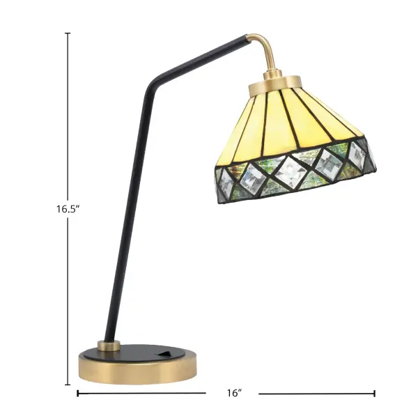 Elegant Art Glass Desk Lamp with Modern Two-Tone Finish - Image 2