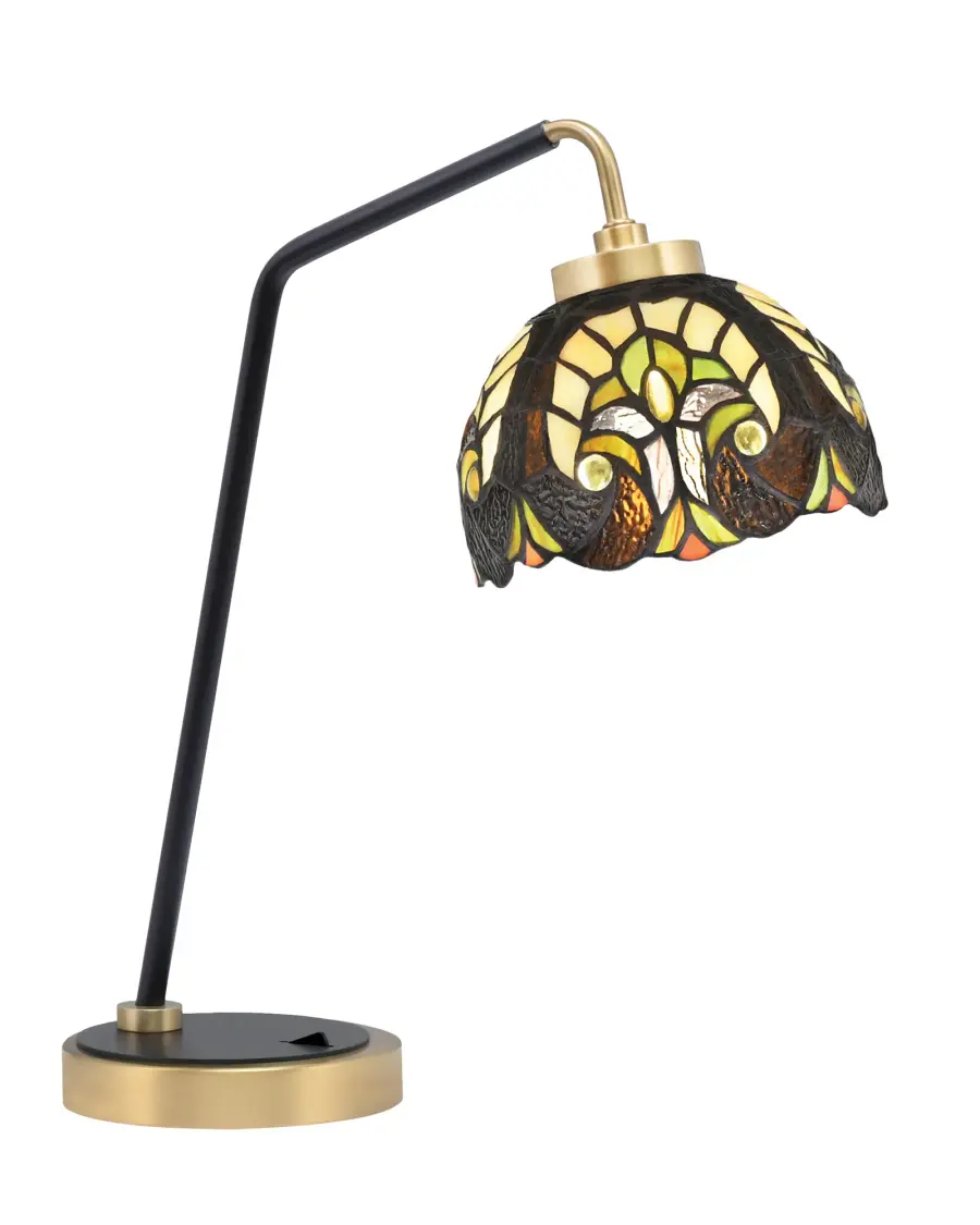Toltec Lighting Desk Lamp with Ivory Cypress Art Glass - Image 1