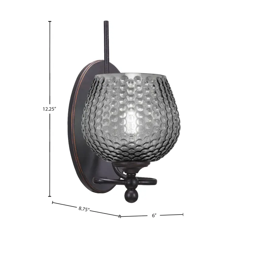 Capri Wall Sconce - Dark Granite with Smoke Textured Glass - Image 2