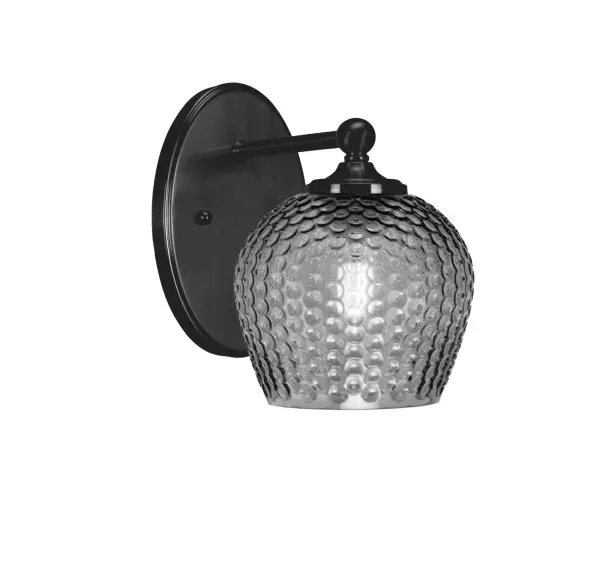 Capri Wall Sconce - Matte Black with Smoke Textured Glass - Image 1