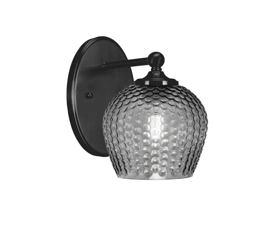 Capri Wall Sconce - Matte Black with Smoke Textured Glass - Image 1