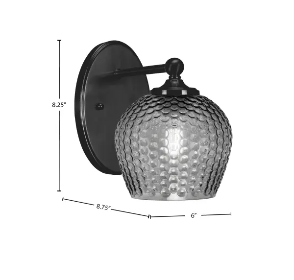 Capri Wall Sconce - Matte Black with Smoke Textured Glass - Image 2