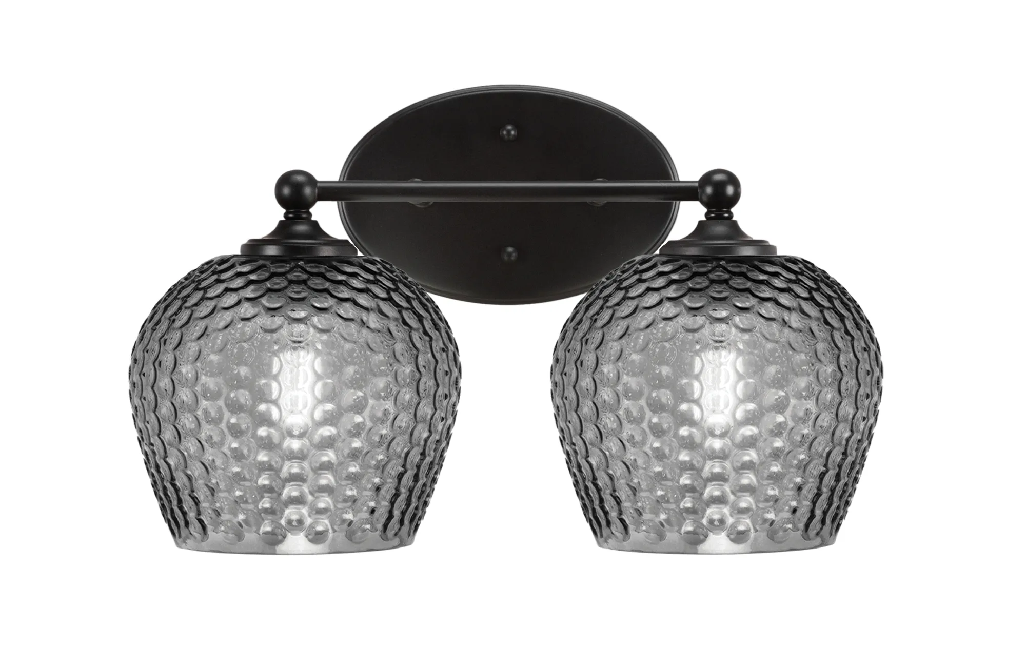 Capri 2 Light Bath Bar in Matte Black with Smoke Textured Glass