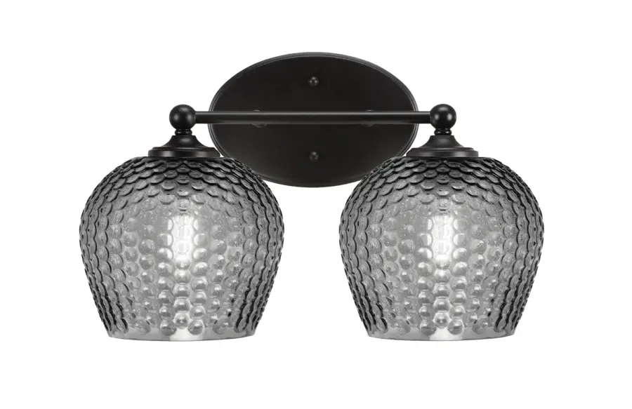Capri 2 Light Bath Bar in Matte Black with Smoke Textured Glass - Image 1