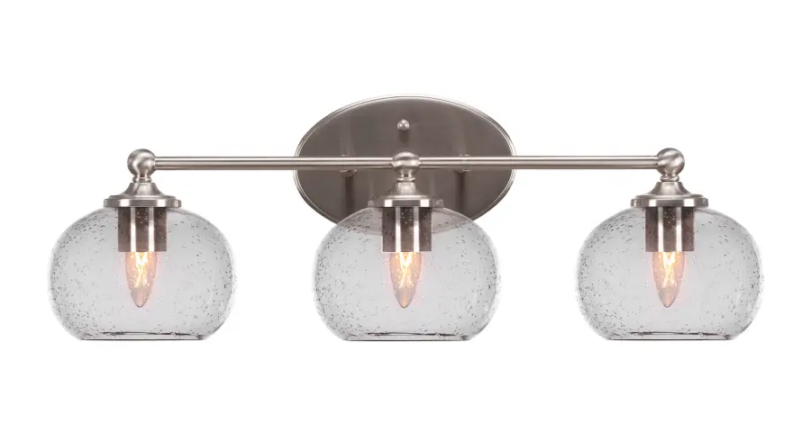 Elegant Transitional Bath Bar with Distinctive Bubble Glass Shades - Image 1