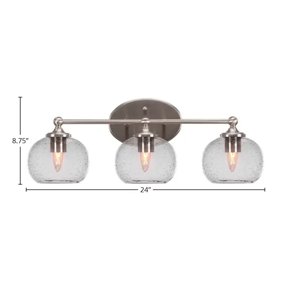 Elegant Transitional Bath Bar with Distinctive Bubble Glass Shades - Image 2