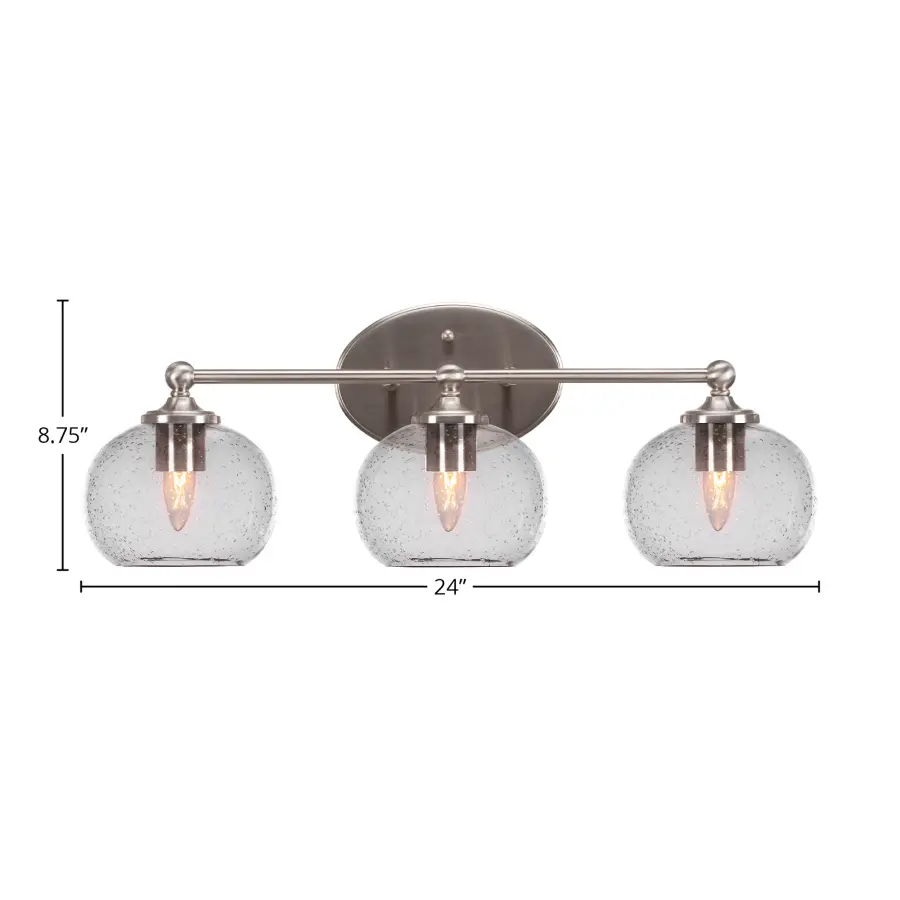 Elegant Transitional Bath Bar with Distinctive Bubble Glass Shades - Image 2