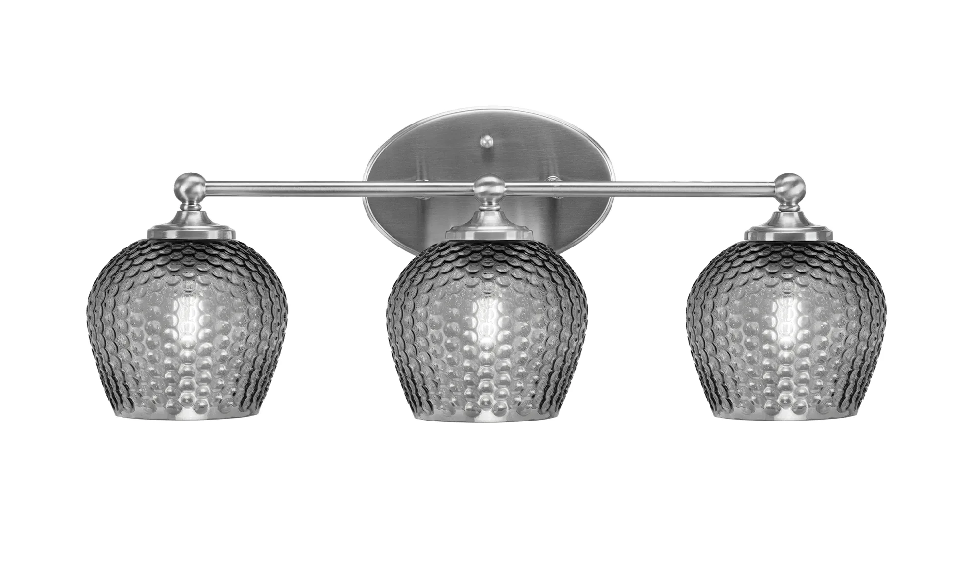 Capri 3 Light Bath Bar in Brushed Nickel with Smoke Textured Glass