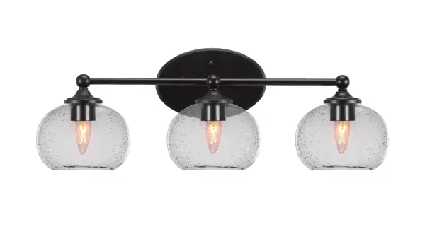 Capri 3-Light Bath Bar in Matte Black with Clear Bubble Glass - Image 1