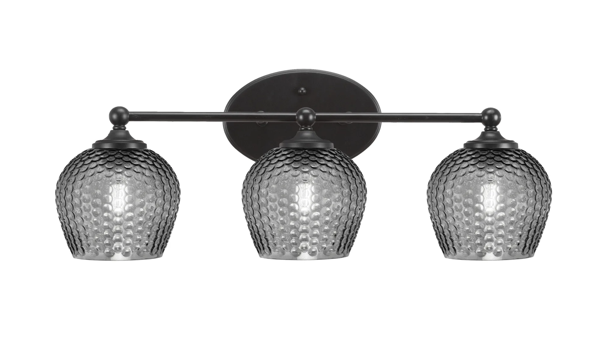 Capri 3-Light Bath Bar in Matte Black with Smoke Textured Glass