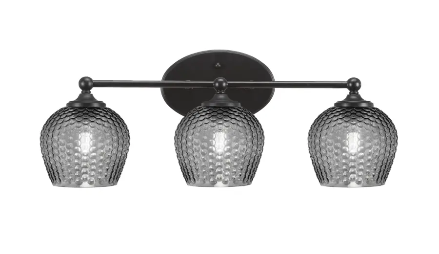 Capri 3-Light Bath Bar in Matte Black with Smoke Textured Glass - Image 1
