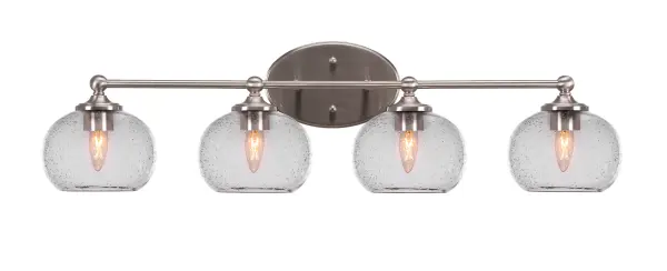 Elegant 4-Light Bath Bar with Distinctive Bubble Glass Shades - Image 1