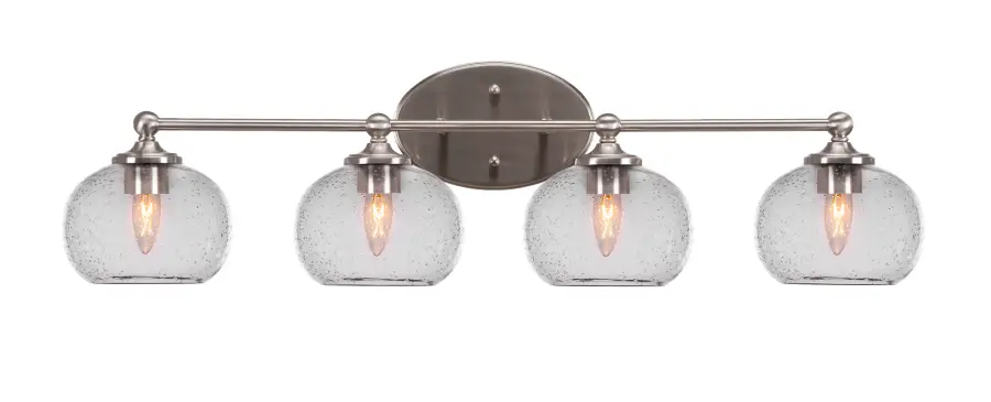 Elegant 4-Light Bath Bar with Distinctive Bubble Glass Shades - Image 1