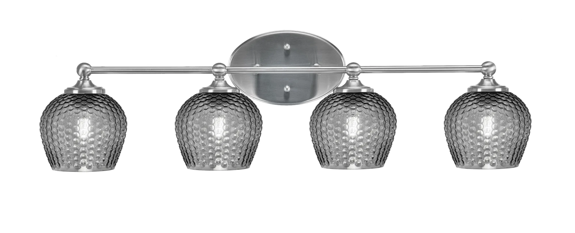 Capri 4 Light Bath Bar in Brushed Nickel with Smoke Textured Glass