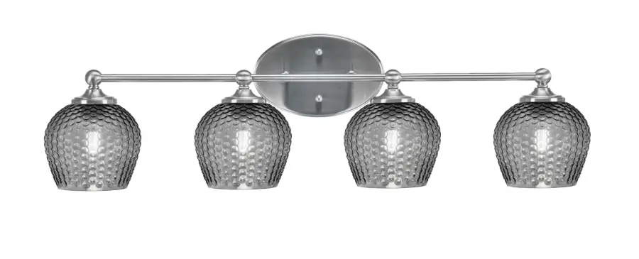 Capri 4 Light Bath Bar in Brushed Nickel with Smoke Textured Glass - Image 1