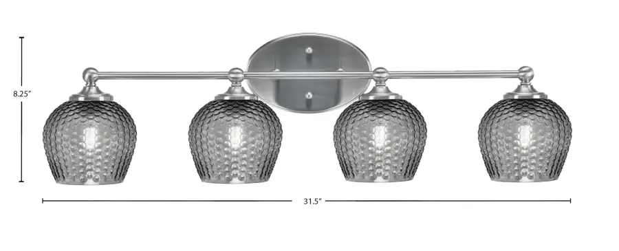 Capri 4 Light Bath Bar in Brushed Nickel with Smoke Textured Glass - Image 2