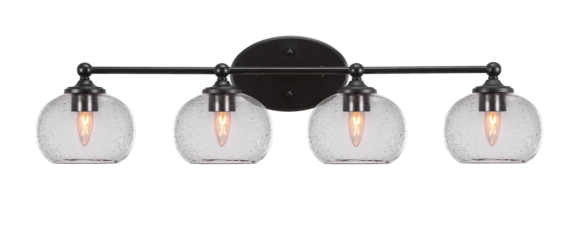 Capri 4 Light Bath Bar in Matte Black with Clear Bubble Glass
