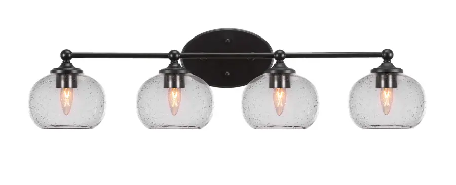 Capri 4 Light Bath Bar in Matte Black with Clear Bubble Glass - Image 1