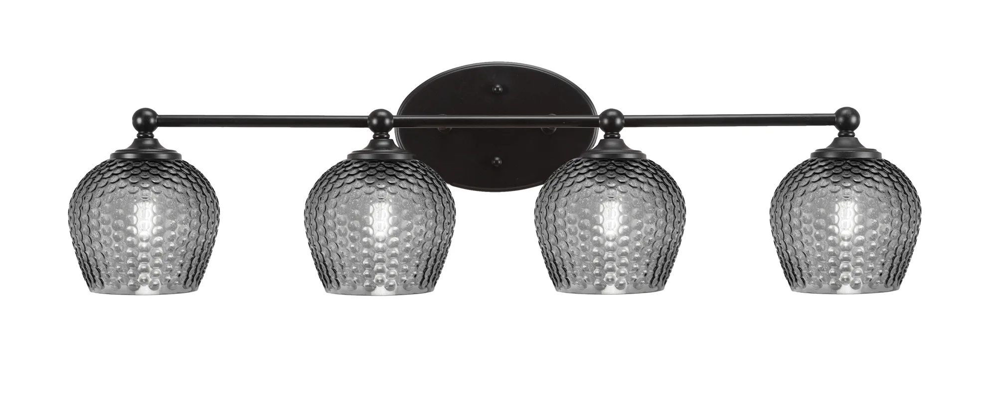 Capri 4 Light Bath Bar in Matte Black with Smoke Textured Glass