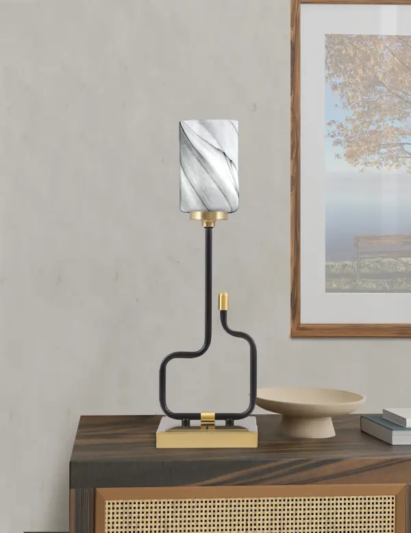 Stylish Accent Lamp with Modern Convenience and Artistic Glass Shade - Image 3