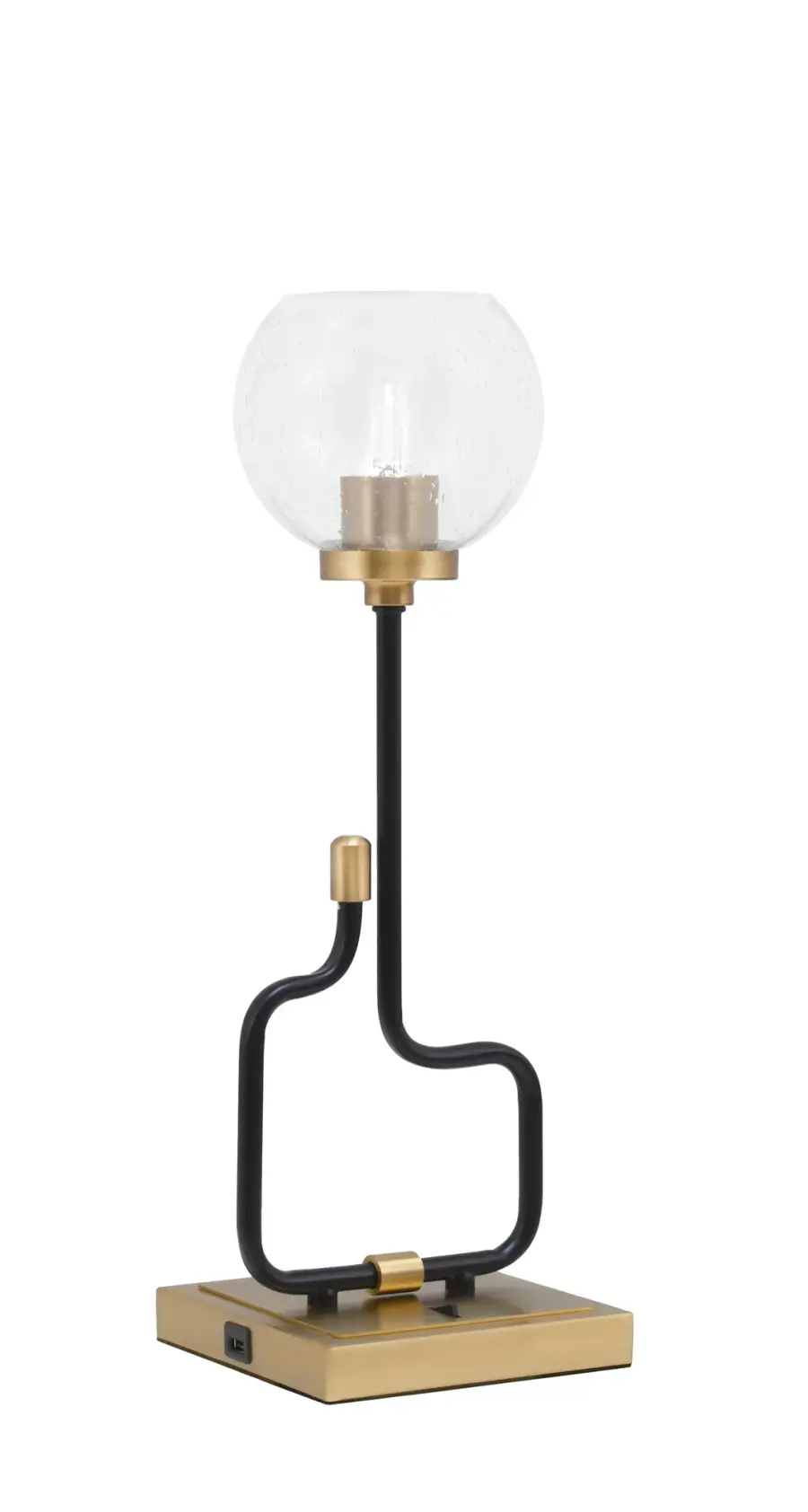 Sandia Accent Lamp with USB Ports - Matte Black & New Aged Brass - Image 1