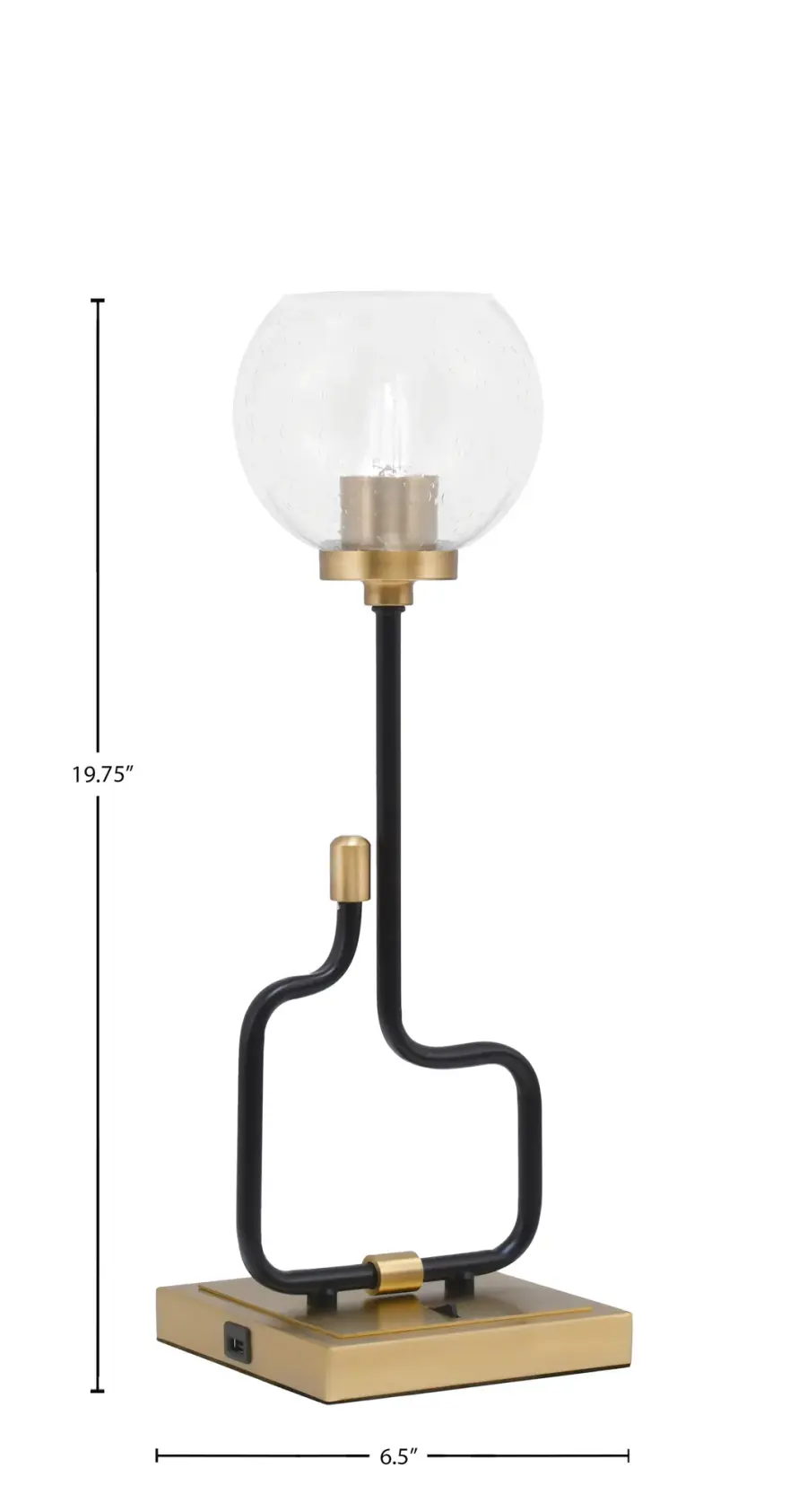Sandia Accent Lamp with USB Ports - Matte Black & New Aged Brass - Image 2