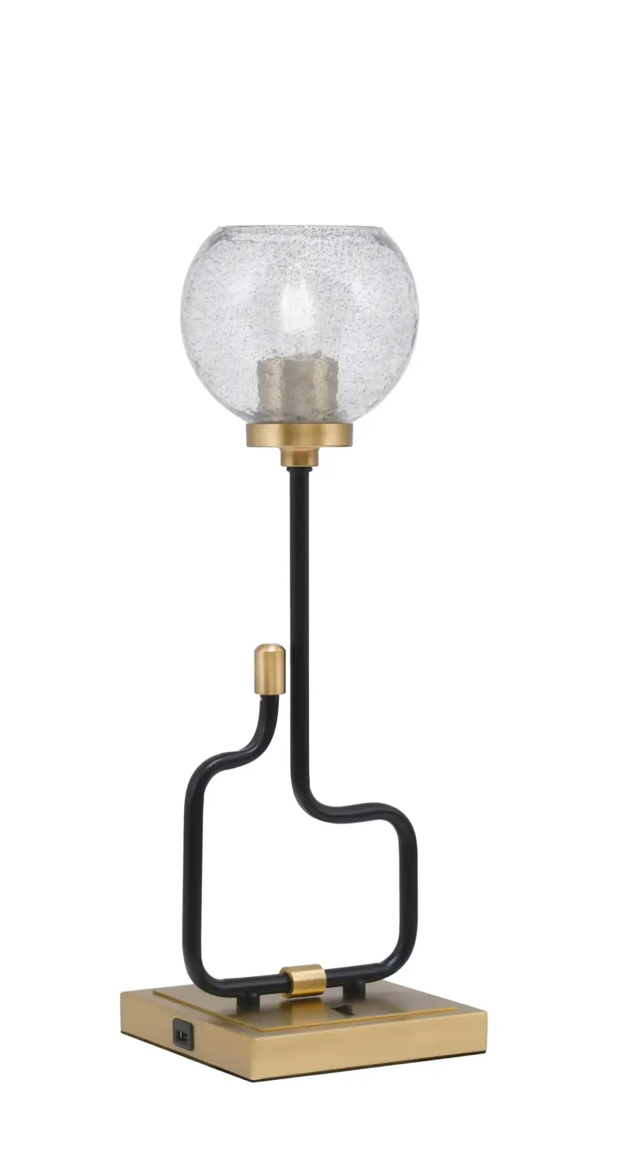Modern Industrial Accent Lamp with Convenient USB Charging Ports - Image 1