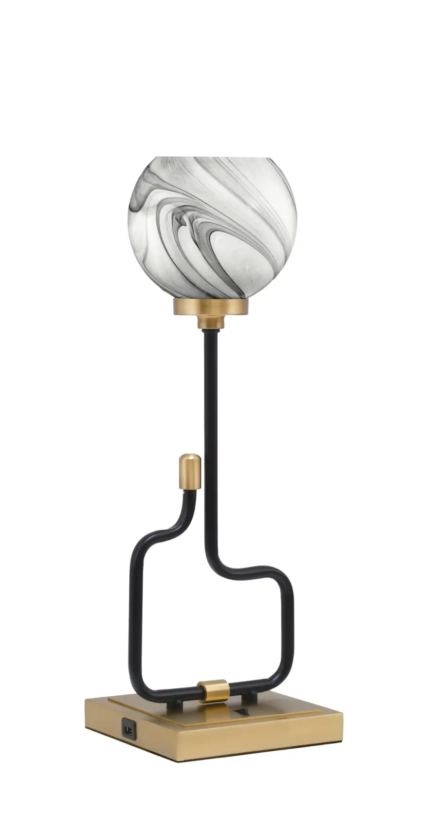 Sandia Accent Lamp with USB Ports - Matte Black & New Aged Brass - Image 1
