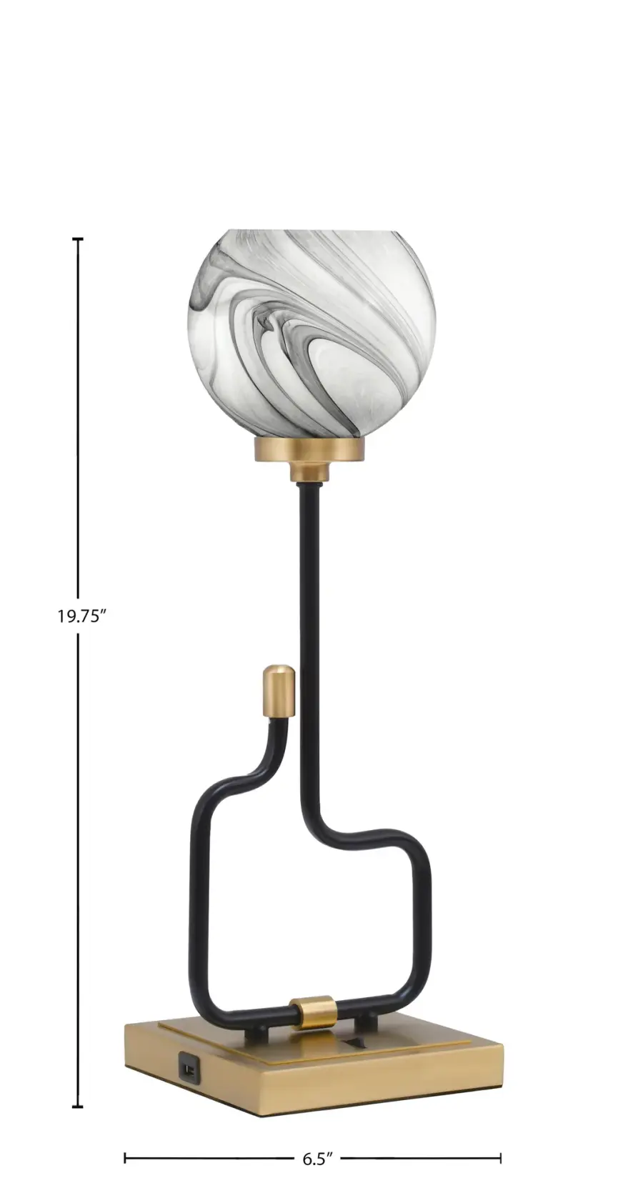 Sandia Accent Lamp with USB Ports - Matte Black & New Aged Brass - Image 2