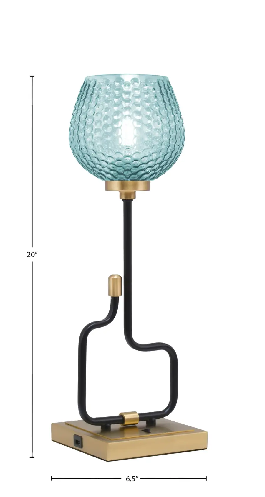 Bold Turquoise Glass Accent Lamp with Modern Convenience - Image 2