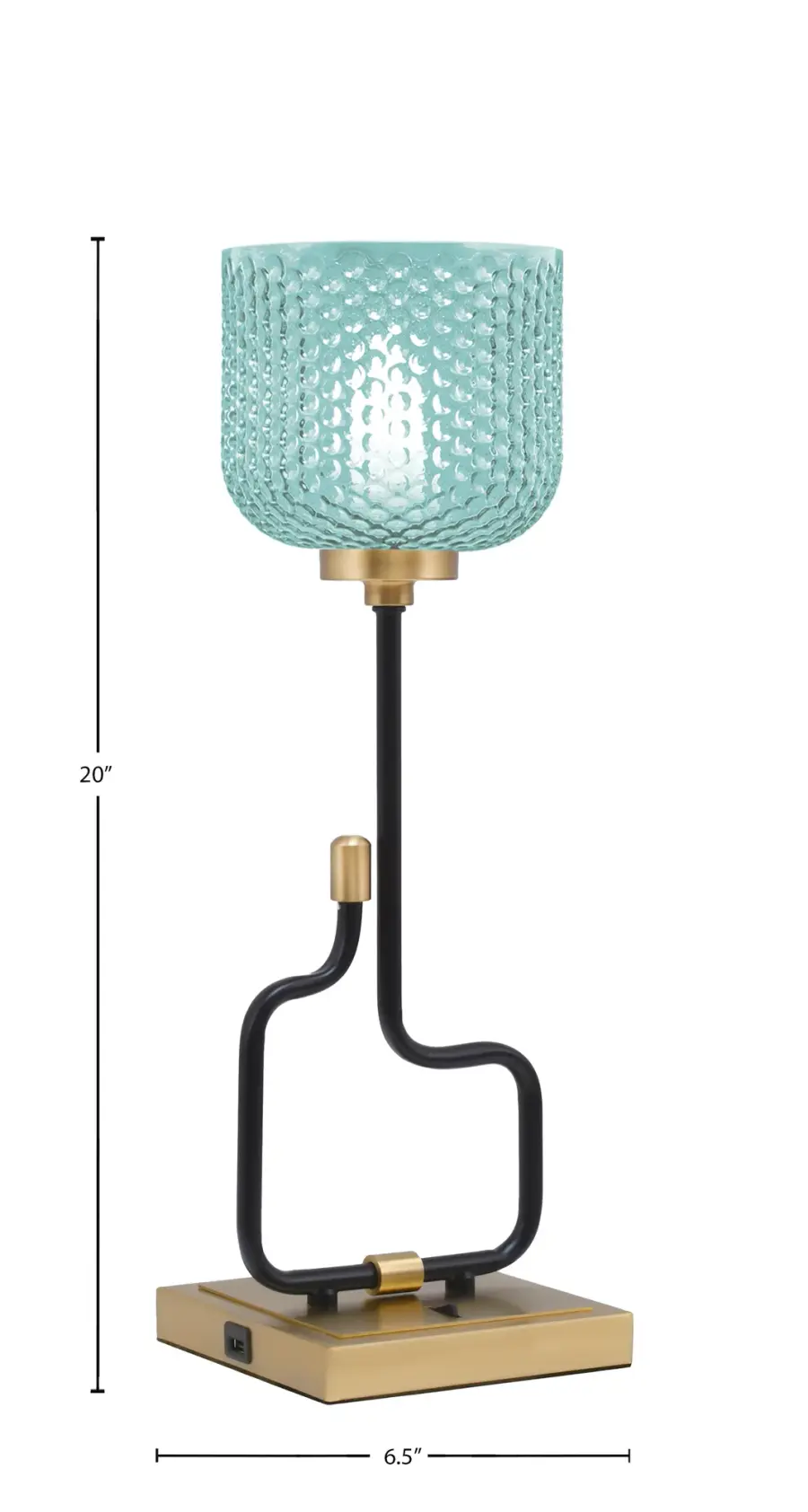 Modern Accent Lamp with Vibrant Turquoise Glass & Convenient USB Charging - Image 2