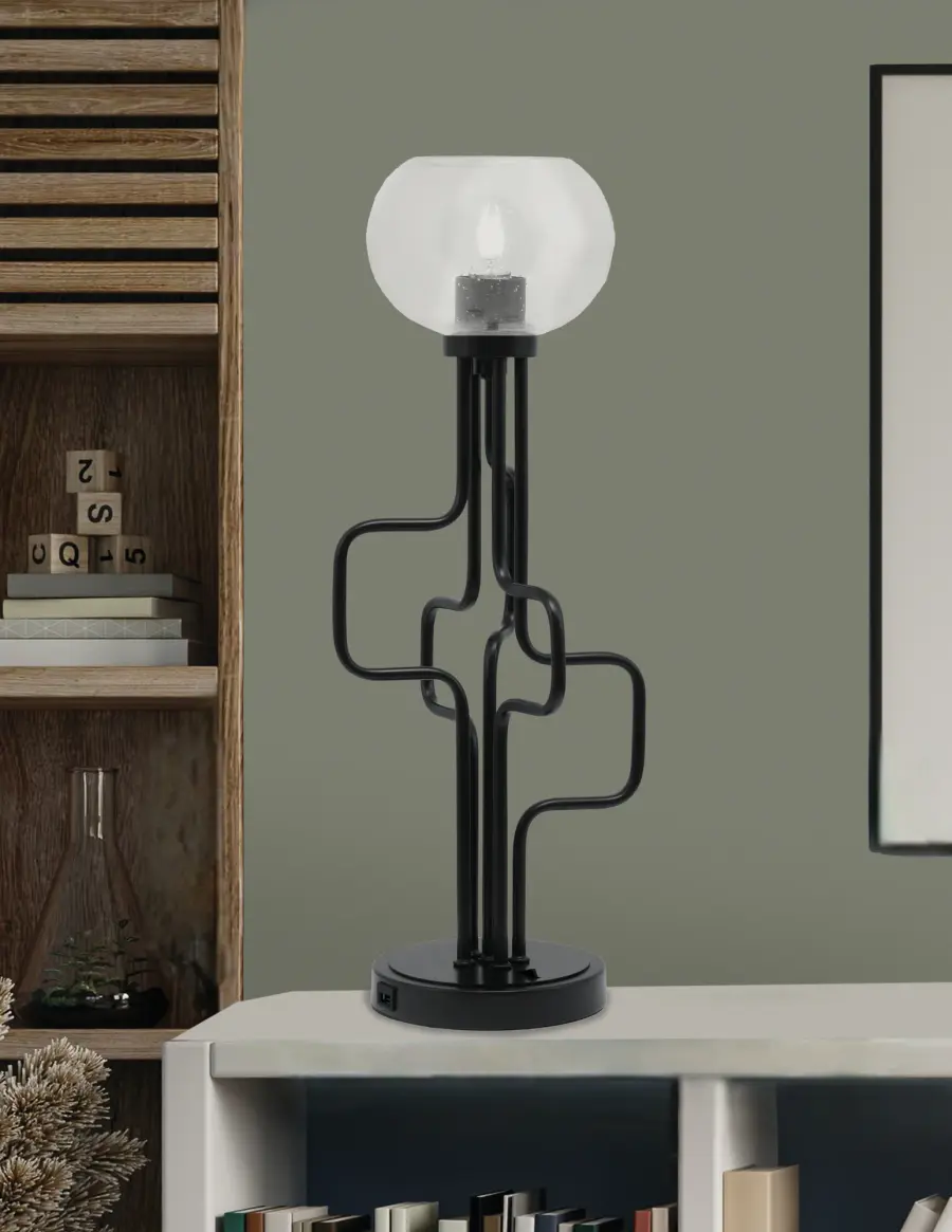 Modern Accent Lamp with Unique Bubble Glass and Convenient USB Charging - Image 3