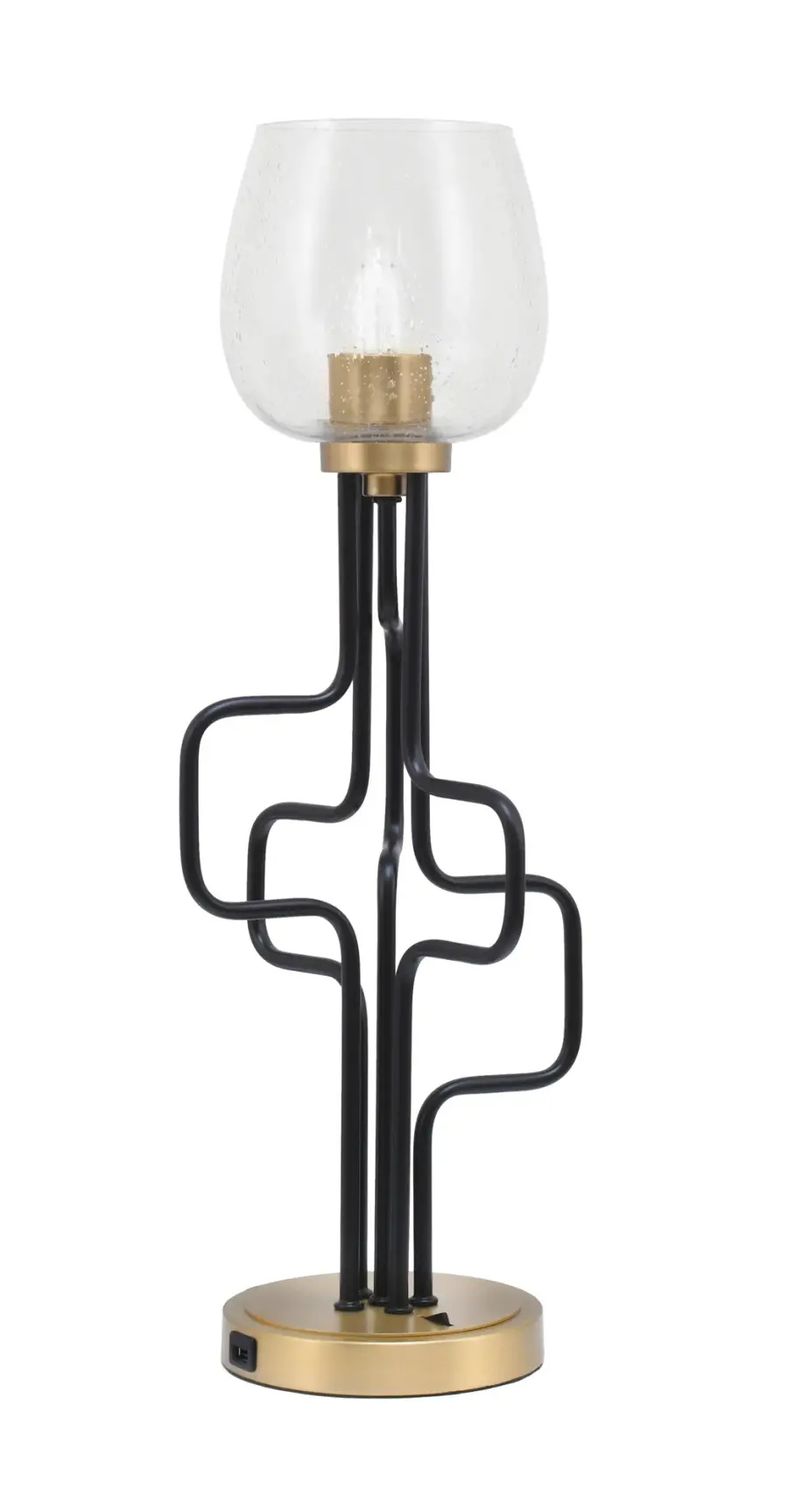 Sandia Accent Lamp with USB Ports - Matte Black & New Aged Brass - Image 1