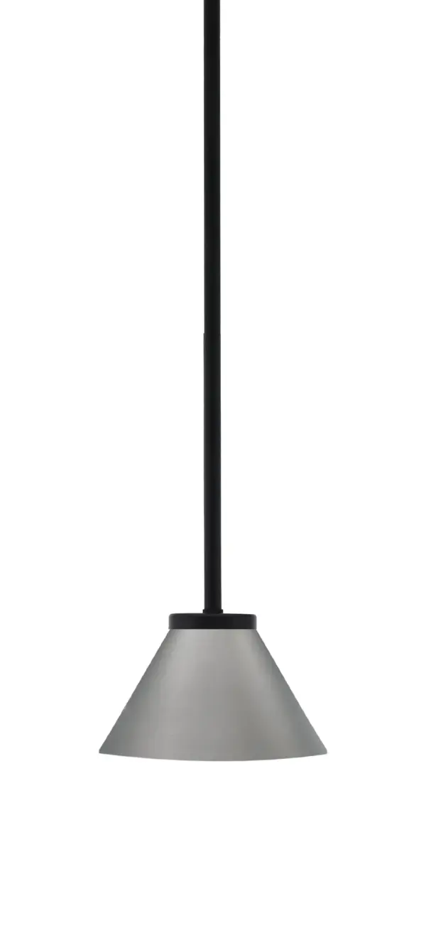 The Sandia mini pendant combines industrial style with practical functionality. Its compact 7-inch graphite cone shade and matte black finish create focused downlight ideal for task areas, kitchen islands, or clustered installations.