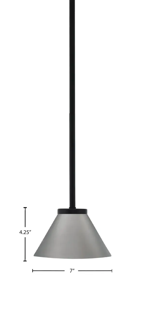 The Sandia mini pendant combines industrial style with practical functionality. Its compact 7-inch graphite cone shade and matte black finish create focused downlight ideal for task areas, kitchen islands, or clustered installations. - alternate view